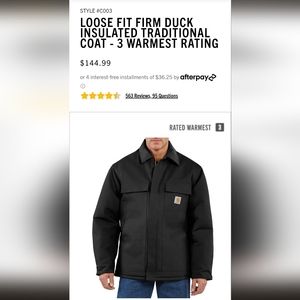 NWT carhartt jacket men's L tall